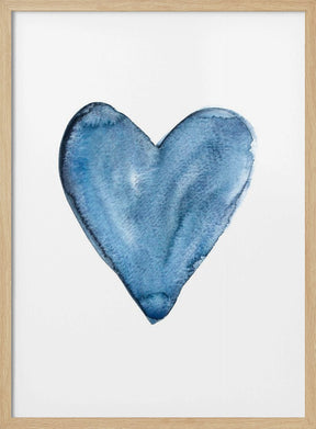 Watercolor heart blue Poster