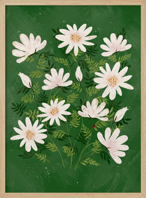 Ladybug flowers green Poster