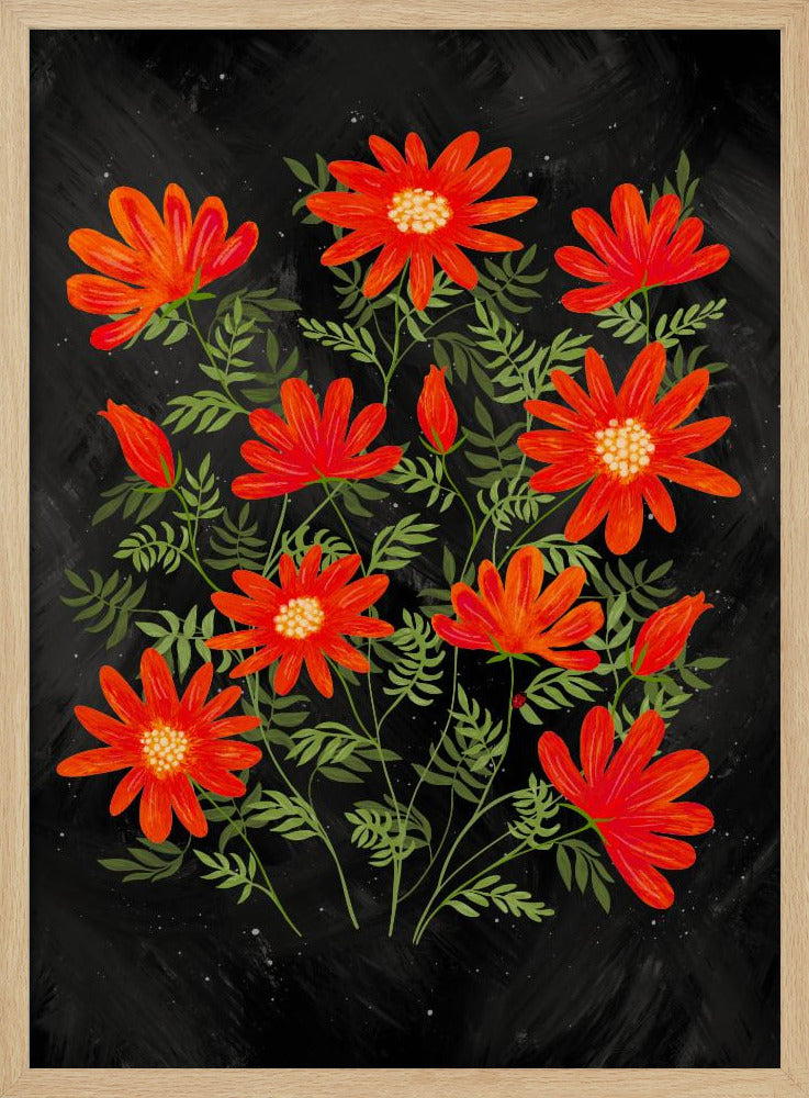 Ladybug flowers red Poster