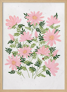 Ladybug flowers pink Poster