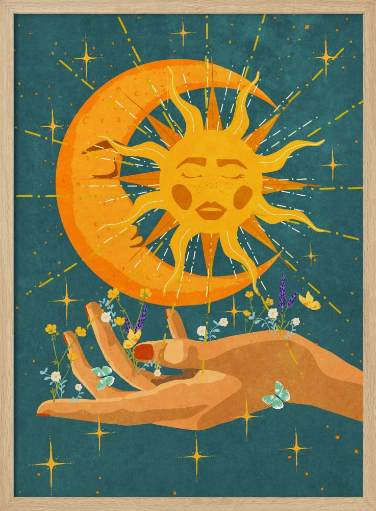 Sun and moon in my hand Poster