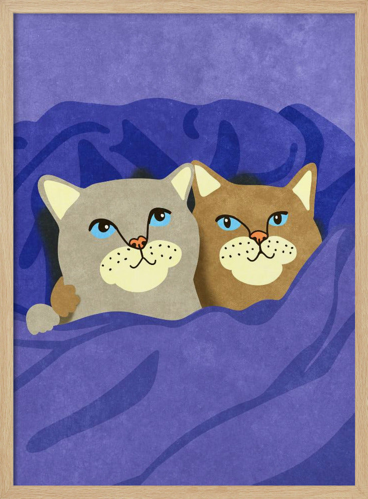 Cats in Bed Poster