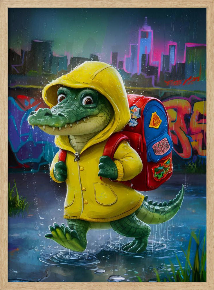 Baby Crocodile Going To School Poster