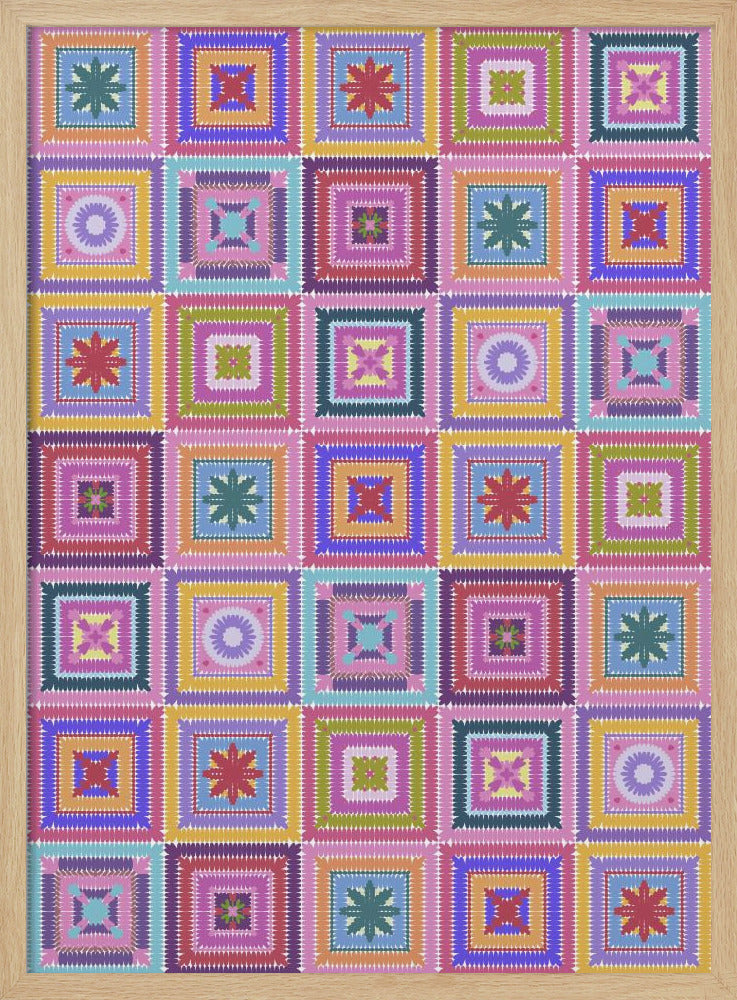 Colorful digital grandma squares I Poster