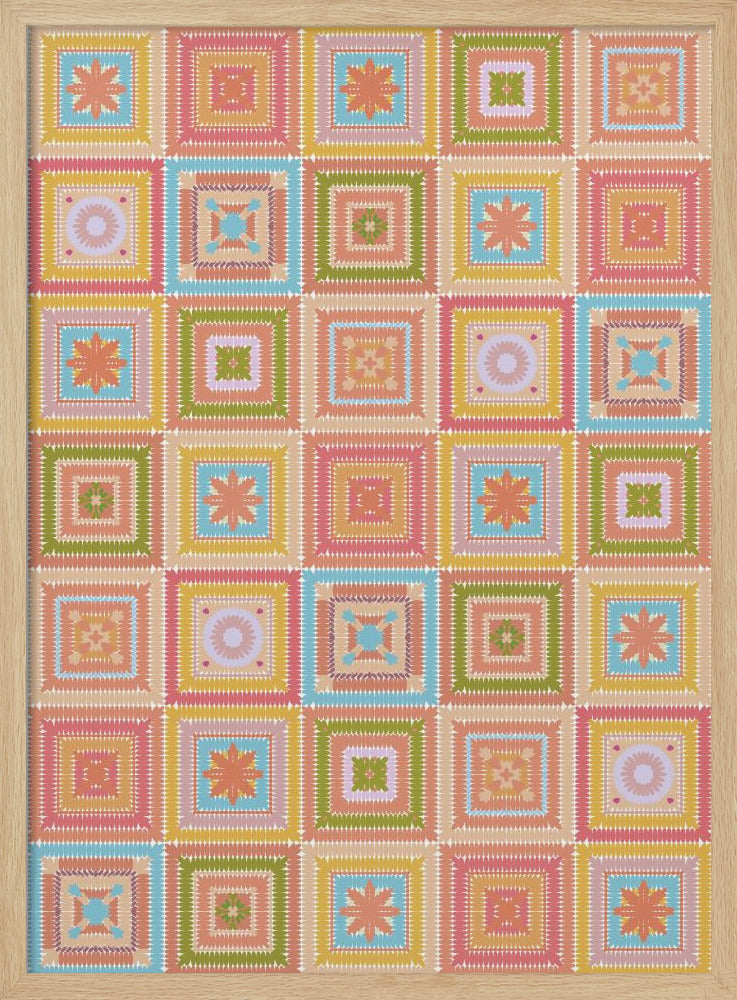 Colorful digital grandma squares III Poster