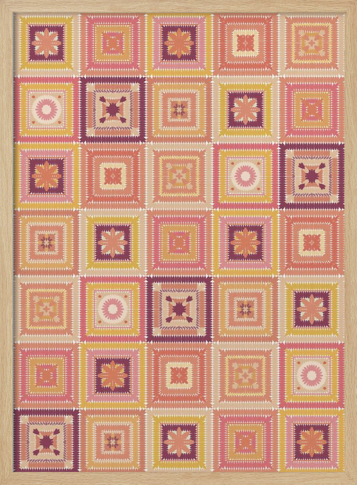 Peach digital grandma squares I Poster