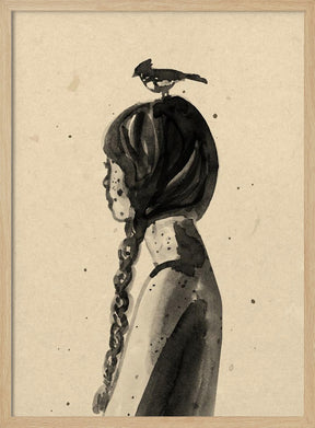 Girl with Bird Poster