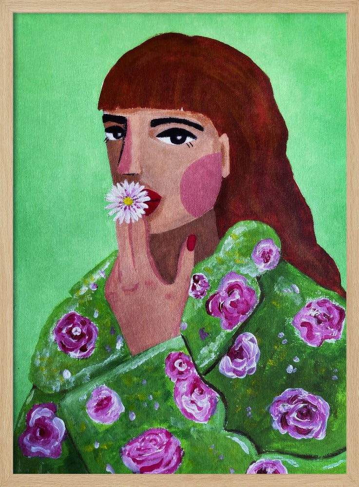 Woman Smoking a Flower Poster