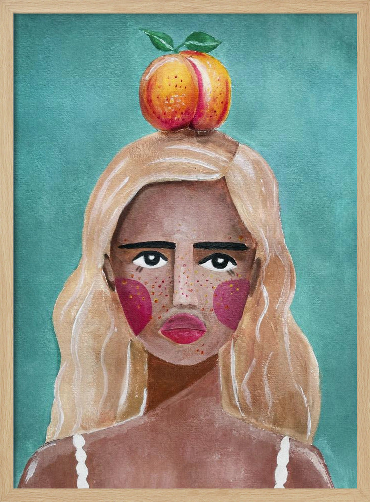 Woman With Peach Poster