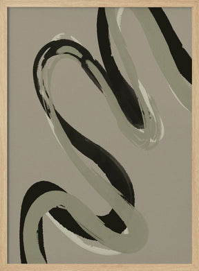 Green Black Strokes No 1 Poster