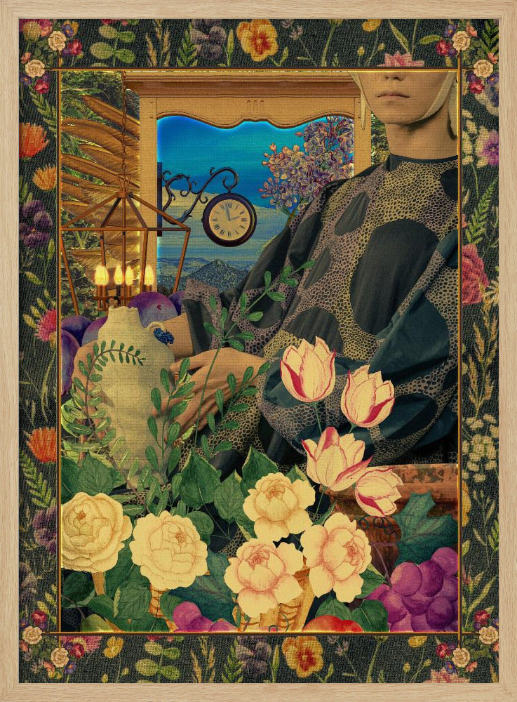 Surreal Floral Portail Collage Poster