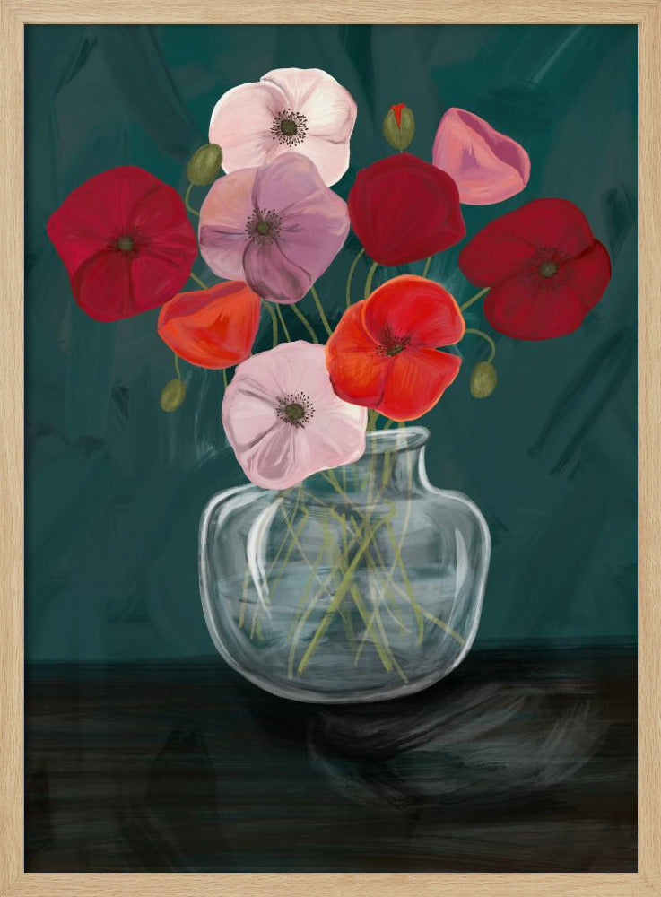 Vase with poppys Poster