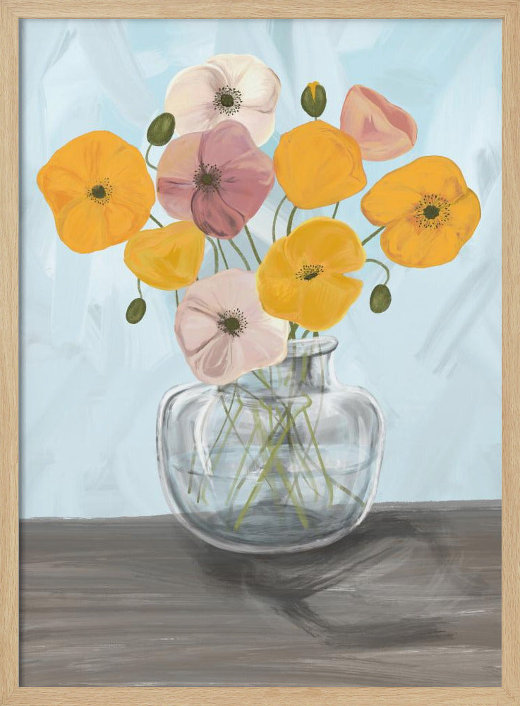 Vase with poppys Poster