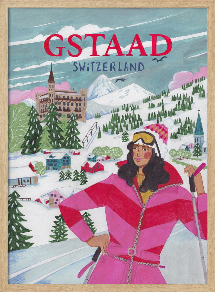 Travel Poster Woman in Gstaad, Switzerland Poster