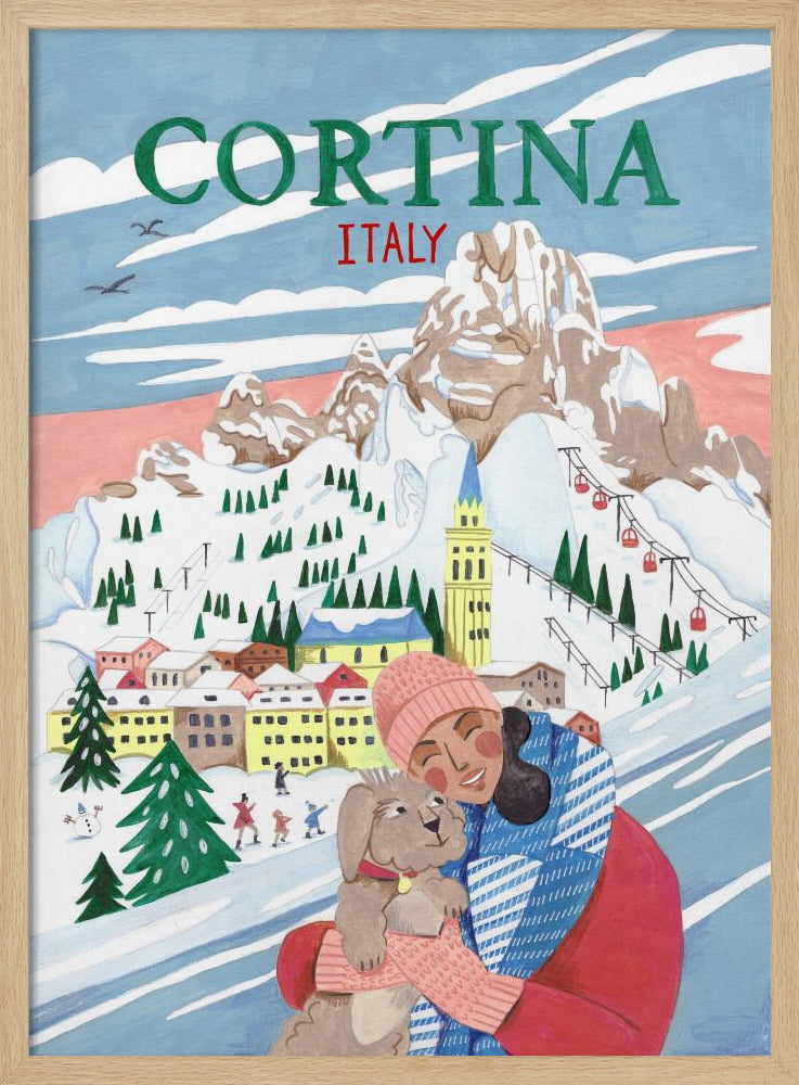 Travel Poster Woman in Cortina, Italy Poster