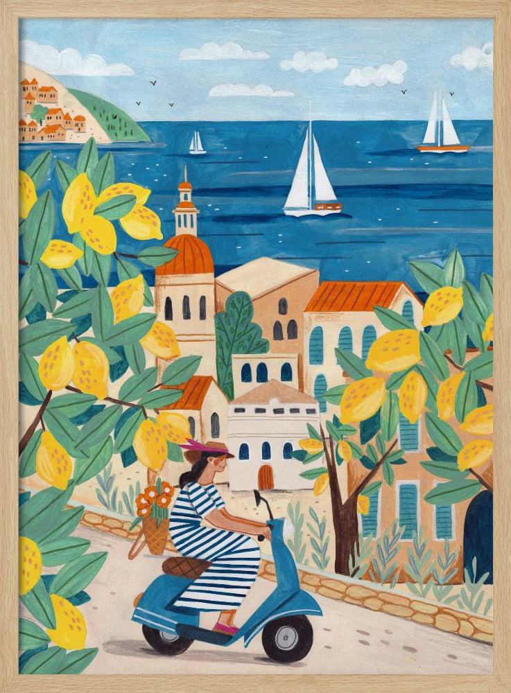Travel poster woman on the Amalfi coast, Italy Poster