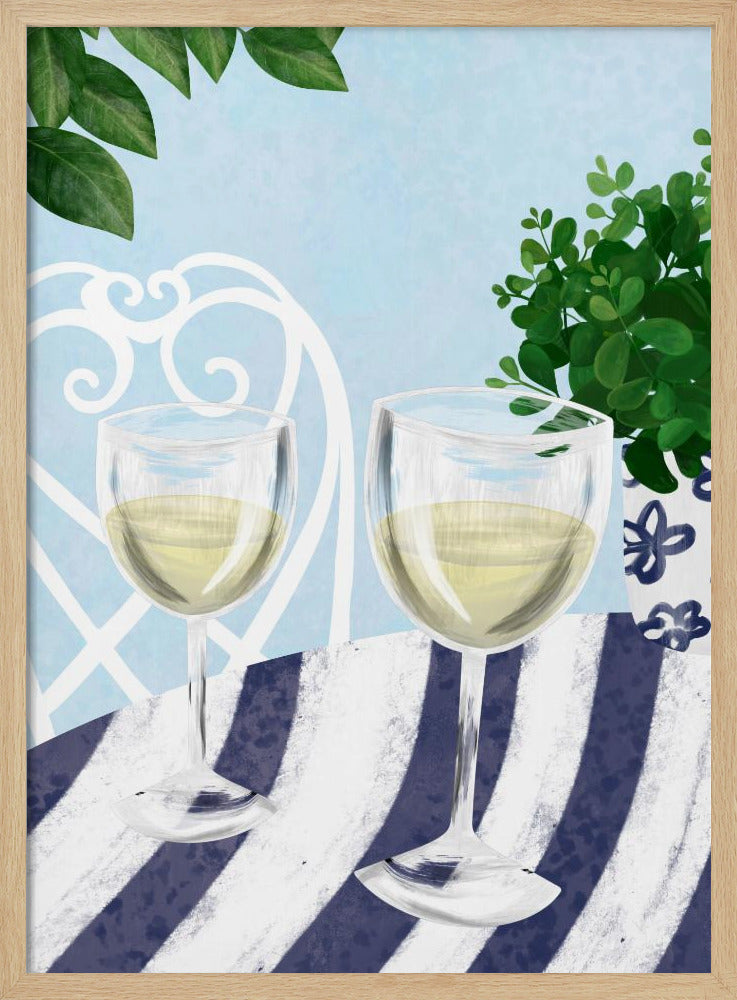 White wine under the tree Poster