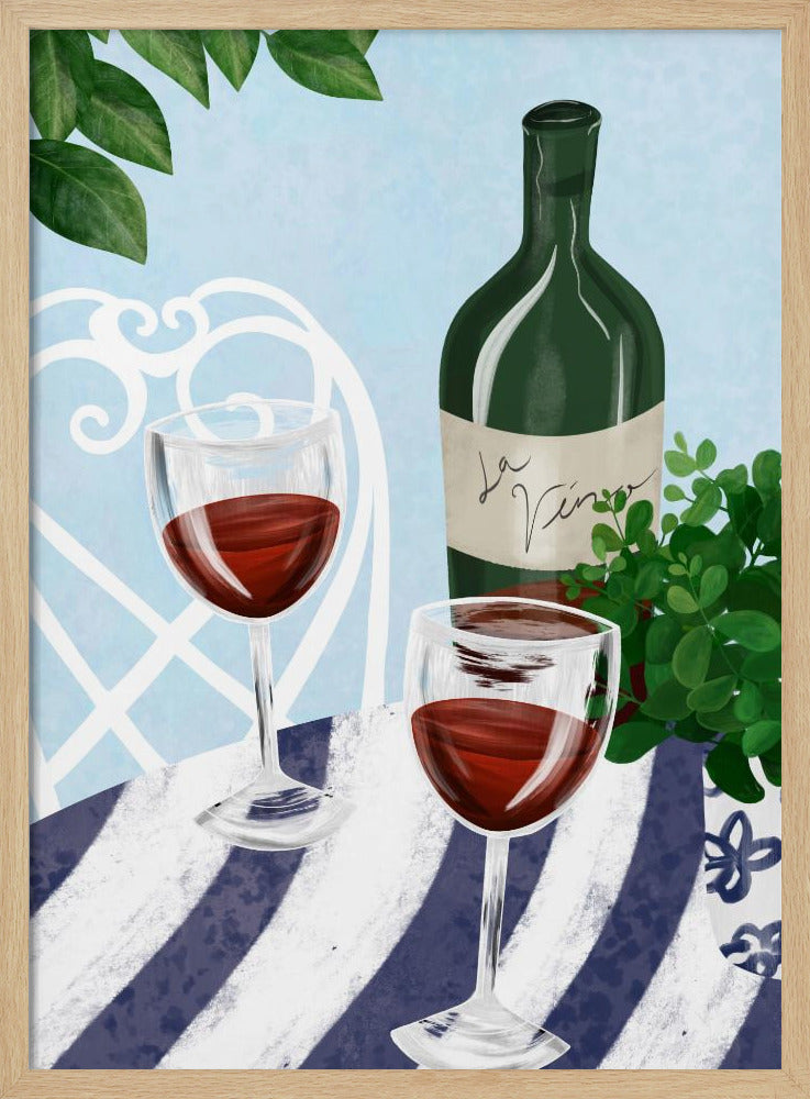 Red wine under the tree Poster