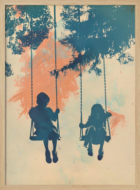 Kids On Swings Poster