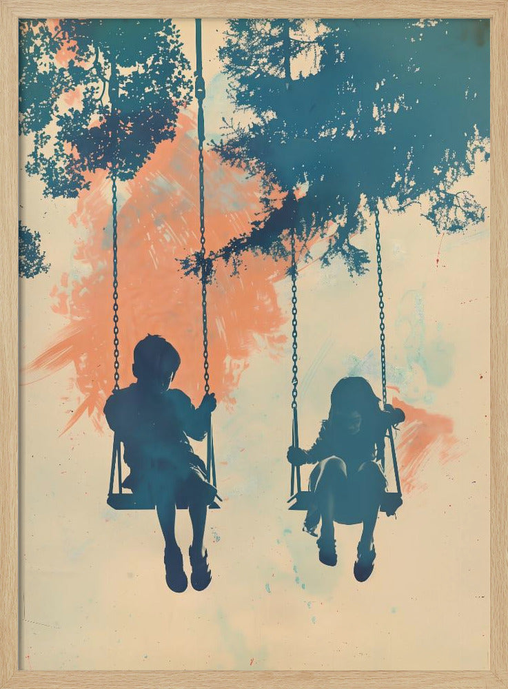 Kids On Swings Poster