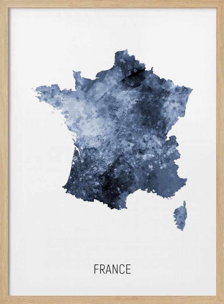 France Watercolor Map Poster