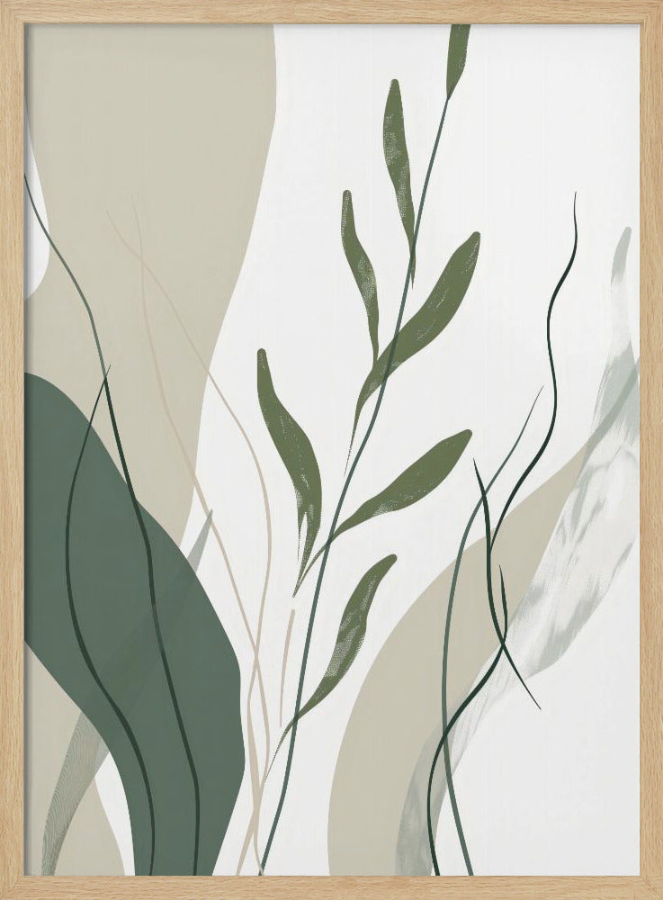 Green Abstract Leaves No 1 Poster