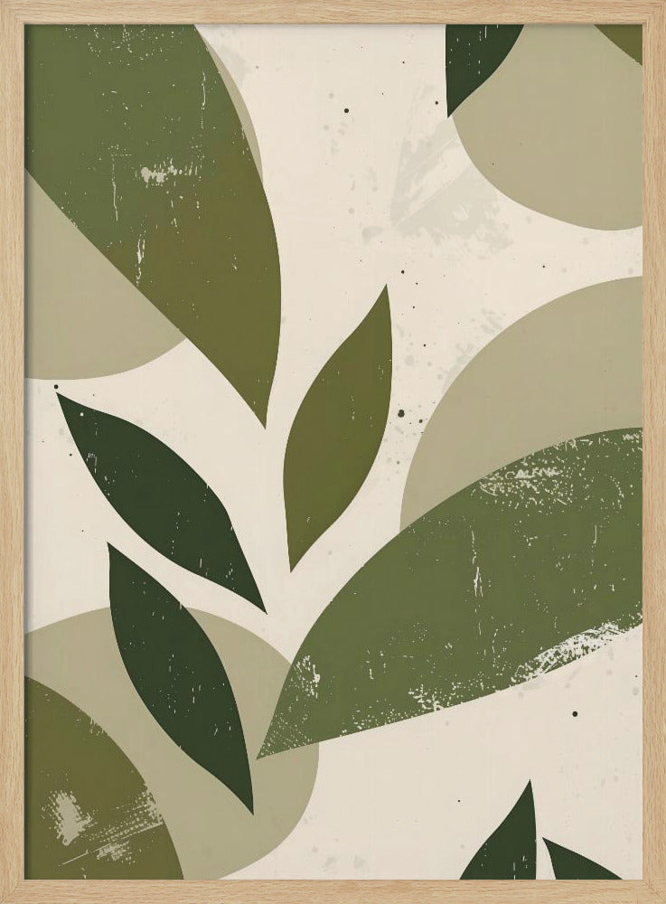 Green Abstract Leaves No 3 Poster