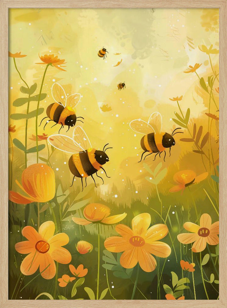 Bees and Flowers Poster