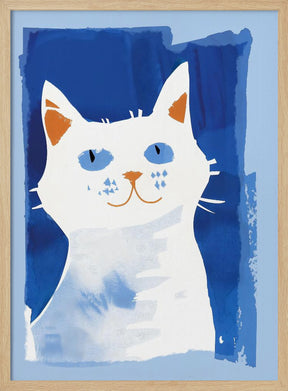 Cat In Blue Poster