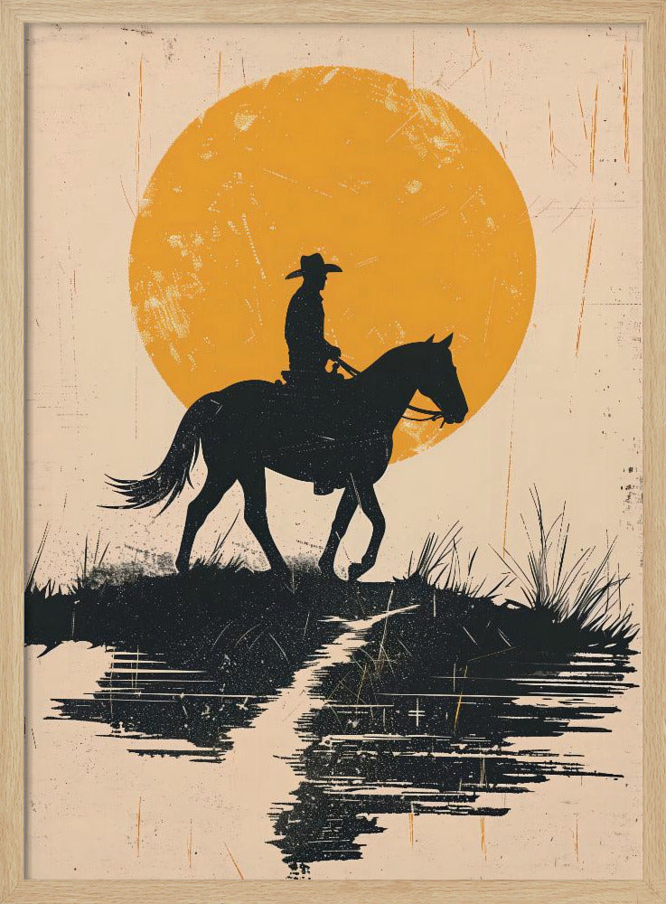 Cowboy In the Sunset Poster