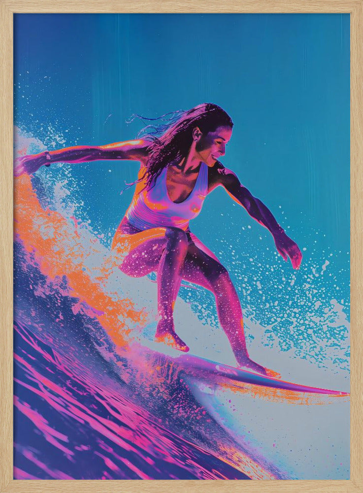 Surfing Woman Poster