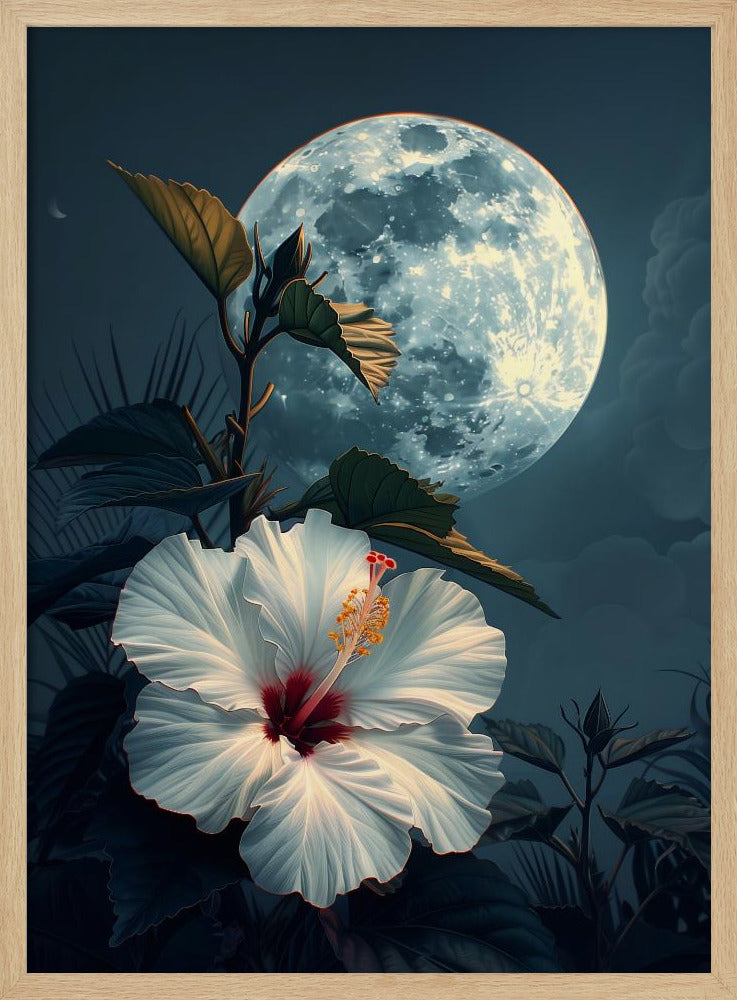 Hibiscus and the Moon Poster