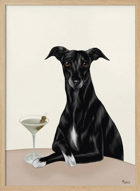 Classy Greyhound with Martini Poster