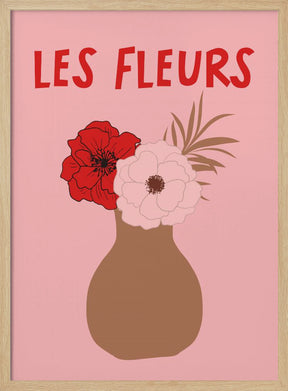 Les Fleurs Pink and Red Poster