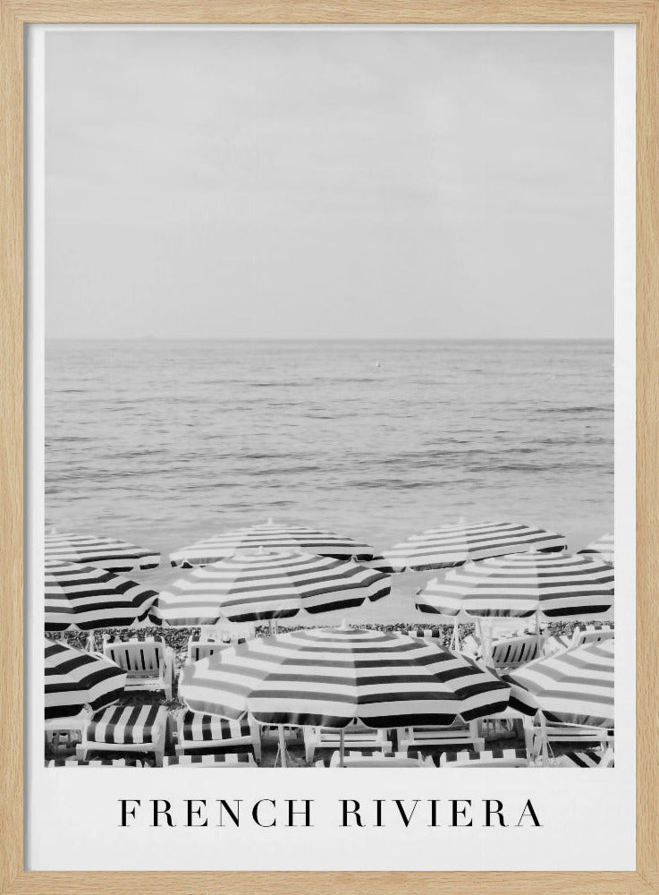 French Riviera Travel In Black and White Poster