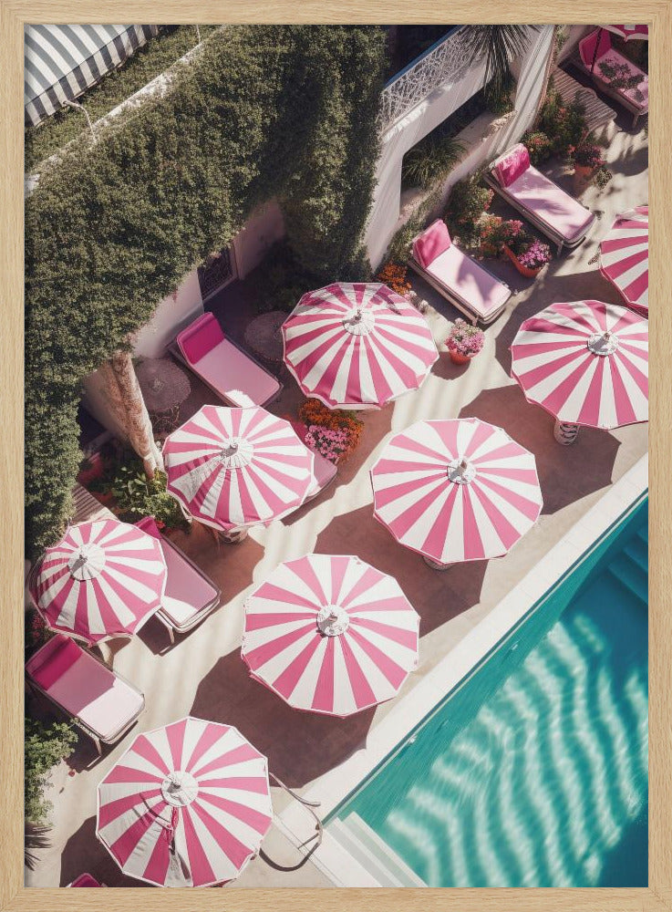 Glam Pool Pink Umbrella Poster