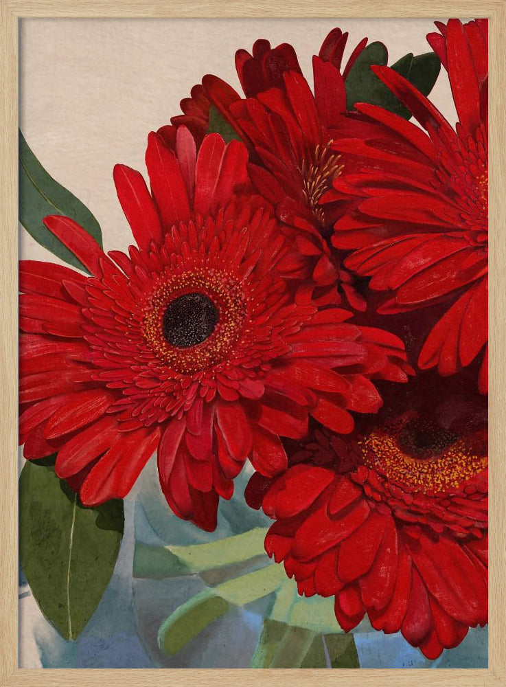 Red Gerbera Daisy Detail 3 Poster