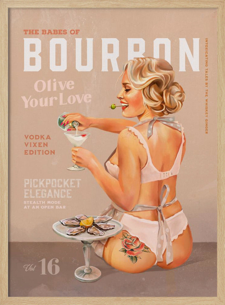 Bourbon Babe Vol 16 Vintage Vodka Martini Pin Up Girl Poster