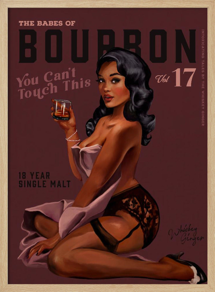 Babes of Bourbon Cant Touch This. Sexy Retro Pin Up Girl Whiskey Art Poster