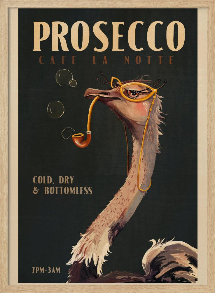 Art Deco Prosecco Wall Art Of An Ostrich Poster