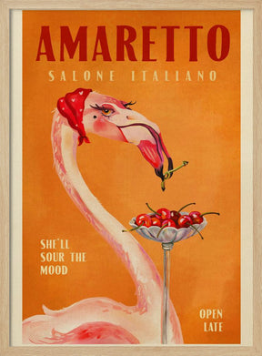 Amaretto Flamingo Art Deco Italian Cafe Travel Art Poster