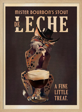 Bourbon De Leche Guinness Style Cat Art Poster