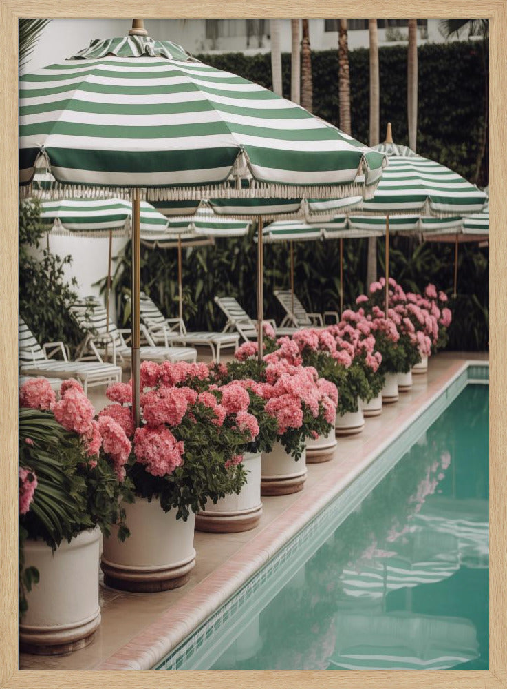 Green Pool Flowers Poster