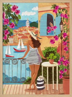 Travel poster woman in Saint-Tropez, France Poster