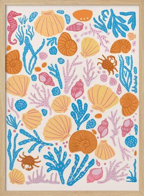 Sea Critters Color On White Poster