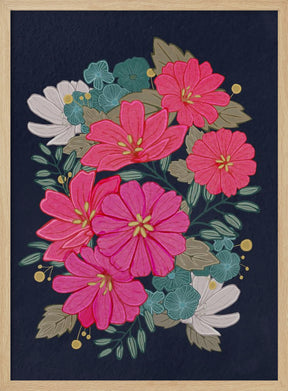 Flower Bouquet On Navy Poster