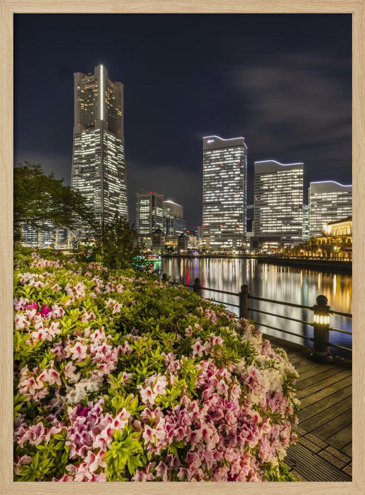 Picturesque Yokohama skyline at night Poster