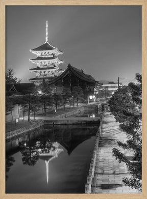 Charming impression of To-ji in the evening - monochrome Poster