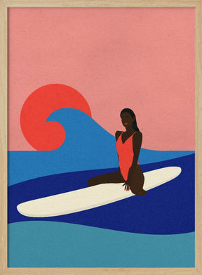 Girl On a Surfboard Poster