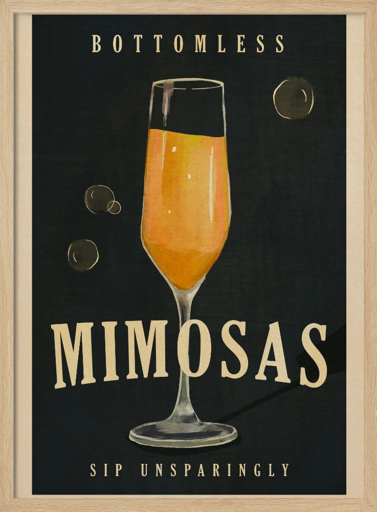 Bottomless Mimosas Art Deco Cocktail Bar Art Poster